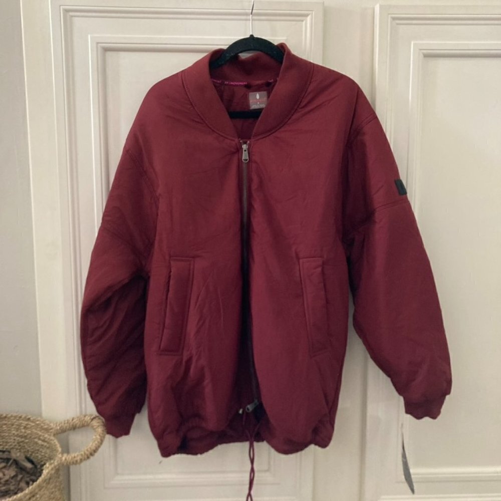 NWT Free People Movement Midnight Moon Solid Bomber Jacket Wine/Oxblood Sz S - Picture 2 of 9
